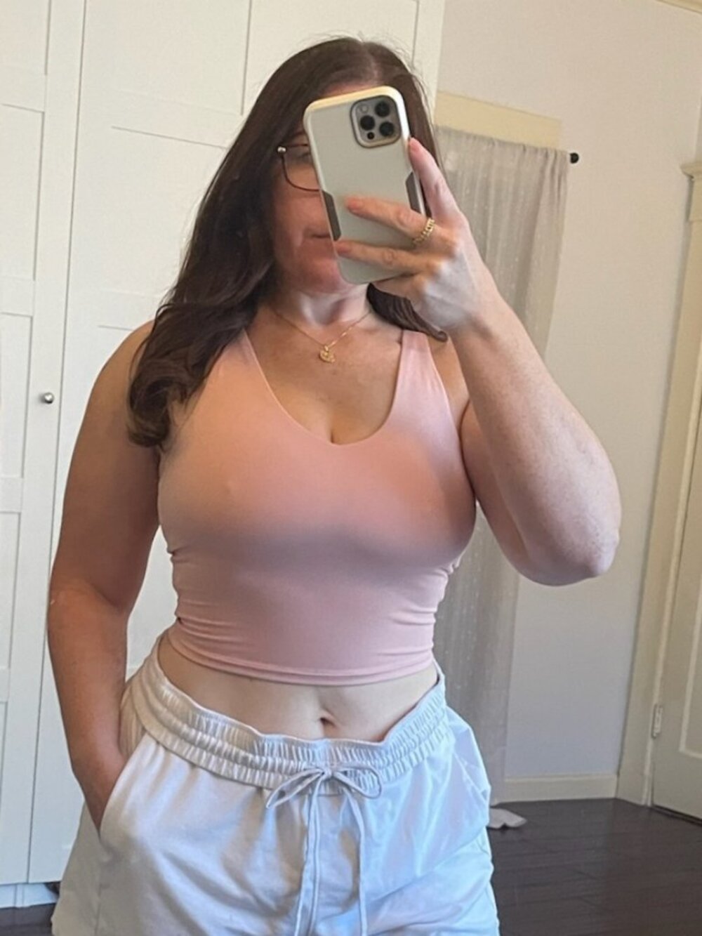 Two Workout Tops Cropped Tank Black Pink Scoopneck - Sz M